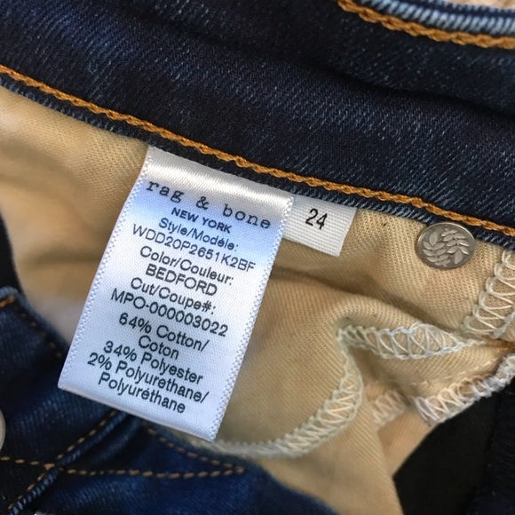 Rag and Bone Cate Mid Rise Skinny Jeans Womens Waist 24 Size 0 Dark Wash Blue - Picture 6 of 16